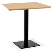 Petite table industriel carré 'FERRO' en bois naturel pied central métal noir – 68 x 68 cm