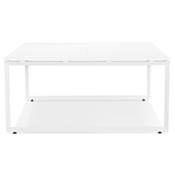Table de réunion / bureau bench design 'LITTLE MEET' blanc en bois pieds métal blanc - 140 x 140 cm