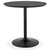 Table de salle à manger ronde industriel 'SPARK' noire en bois pied central rond en métal noir - Ø 80 cm
