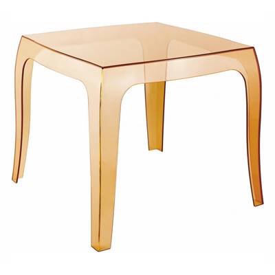 Table basse design carrée 'Baron' en plexiglas transparent ambre - 51 x 51 cm