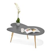 Tables basses scandinaves gigognes ovales 'Sisko' plateau bois gris 3 pieds en bois – 116 x 66 cm