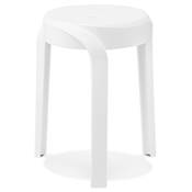 Tabouret bas design de style moderne empilable 'FIORI' en resine blanche