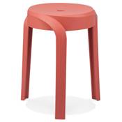 Tabouret bas design de style moderne empilable 'FIORI' en resine rouge