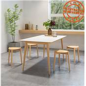 Tabouret bas design de style scandinave empilable 'DRYCK' avec assise et pieds en Frêne naturel
