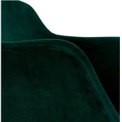 Tabouret de bar design à accoudoirs moderne 'CARINO' en velours vert avec 4 pieds en métal noir
