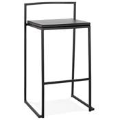 Tabouret de snack mi-hauteur empilable design carré 'BLACK IRON MINI' pieds métal noir dossier bas