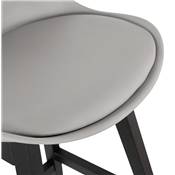 Tabouret de snack mi-hauteur 'CHAIRMAN MINI BLACK EDITION' gris 4 pieds en bois noir et dossier haut