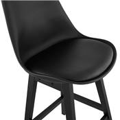 Tabouret de snack mi-hauteur design 'CHAIRMAN MINI BLACK EDITION' 4 pieds en bois noir dossier haut