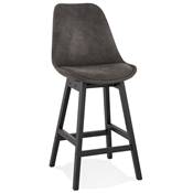 Tabouret snack mi-hauteur 'CHAIRMAN MINI BLACK EDITION' microfibre grise 4 pieds noir dossier haut