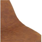 Tabouret de bar design 'KAFTY MINI' en microfibre marron avec 4 pieds en métal noir dossier haut