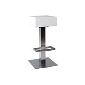 Tabouret de bar design 'Cuadra' pivotant blanc avec pied central en métal brossé