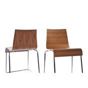Tabouret de bar design 'Kadra' en bois zébré avec 4 pieds en métal chromé et dossier haut