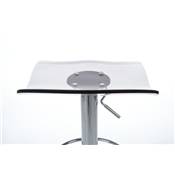 Tabouret de bar réglable design 'Aero' pivotant en plexiglass gris foncé pied central en métal chromé