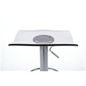 Tabouret de bar réglable design 'Aero' pivotant en plexiglass fumé pied central en métal chromé