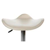 Tabouret de bar réglable design 'Torro' blanc avec pied central en métal chromé