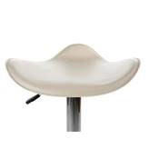 Tabouret de bar réglable design 'Torro' pivotant crème pied central et repose pieds en métal chromé