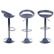 Tabouret de bar réglable design 'Romeo' pivotant gris avec pied central en métal chromé