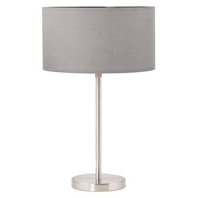 Lampe à poser design 'Okno' abat-jour cylindrique gris socle en métal brossé réglable