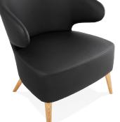 Fauteuil lounge design à accoudoirs 'COBBE' noir et pieds en bois naturel