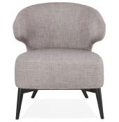 	Fauteuil lounge design à accoudoirs 'BLACK COBBE' en tissu gris pieds en bois noir