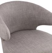 	Fauteuil lounge design à accoudoirs 'BLACK COBBE' en tissu gris pieds en bois noir