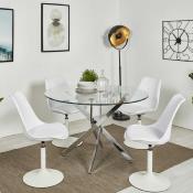 Chaise design pivotante 'Tulipe Kolor' blanche pied central - Set de 2
