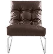 Fauteuil lounge 'Capiton' marron pieds en métal chromé