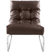 Fauteuil lounge 'Capiton' brun pieds en métal chromé