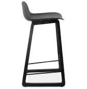 Tabouret de snack mi-hauteur design 'Skala Black Edition' noir pieds tréteaux bois noir dossier bas