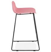 Tabouret de snack mi-hauteur 'Steelblack Mini' rose repose pieds tréteaux métal noir dossier bas