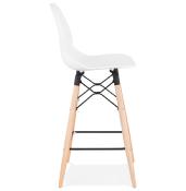 Tabouret de snack mi-hauteur scandinave 'Greatwood Mini' blanc 4 pieds bois repose pied dossier haut