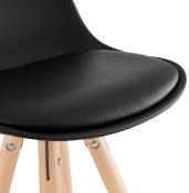 Tabouret snack mi-hauteur scandinave 'Circle Mini' noir 4 pieds bois repose pied chromé dossier haut