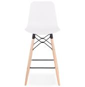 Tabouret de snack mi-hauteur scandinave 'Slakwood Mini' blanc 4 pieds bois repose pieds dossier haut