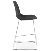 Tabouret de snack mi-hauteur empilable 'Verk Mini' tissu gris 4 pieds en métal chromé dossier haut