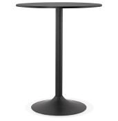 Table de bar haute design ronde 'Upside' mange debout en bois noir avec pied central en métal noir