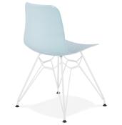 Chaise design 'Sländak White' bleue avec 4 pieds en métal blanc