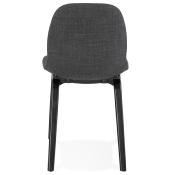 Chaise moderne 'Teknik Blackwood' en tissu gris foncé avec 4 pieds en bois noir