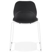 Chaise design empilable 'Teknik White' noire pieds tréteaux en métal blanc