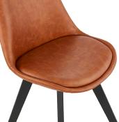 Chaise design 'Blackstad' marron avec 4 pieds en bois noir
