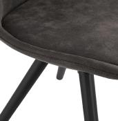 Chaise design 'Black Firenza' en microfibre grise avec 4 pieds en bois noir
