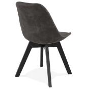 Chaise design 'Black Milano' en microfibre grise avec 4 pieds en bois noir