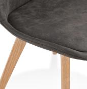 	Chaise design 'Milano' en microfibre grise avec 4 pieds en bois naturel