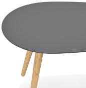 Tables basses scandinaves gigognes ovales 'Sisko' plateau bois gris 3 pieds en bois – 116 x 66 cm