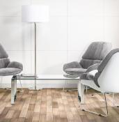 Table basse design rectangulaire 'Ice Cube' en verre pieds chromés - 110 x 60 cm