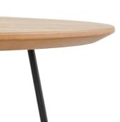 Table basse style industriel ronde 'Cooper' plateau en bois 4 pieds en métal noir - Ø 80 cm