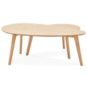 Tables basses gigognes ovales scandinave 'HYGGE' plateau en bois naturel avec 3 pieds en bois - 100 x 50 cm
