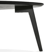Tables basses gigognes ovales scandinave 'HYGGE' plateau en bois noir avec 3 pieds en bois noir - 100 x 50 cm