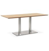Table de salle à manger 'Tvillin' plateau bois pied central en acier brossé - 180 x 90 cm