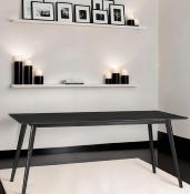 Table / bureau droit scandinave 'Rustik' noire plateau et 4 pieds en bois – 180 x 90 cm