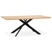 Table de salle à manger design 'Tepee Wood' plateau bois naturel pieds en métal noir - 200 x 100 cm